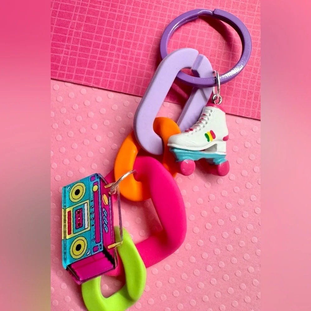 New Roller Skate & Boombox Nostalgic Retro 80s 90s Style Keychain - 4.25”